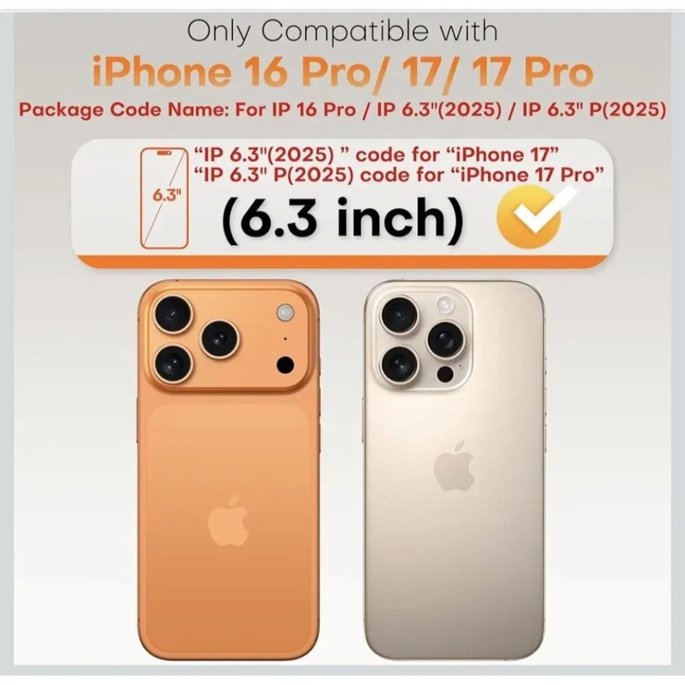 iPhone 16Pro/17 Screen Protector 6.3 inch 9H Hardness Military Grade 2 Pack